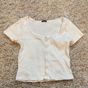Brandy Melville White Button-Up Women's Top